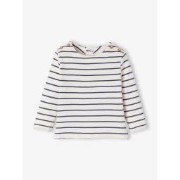 T-shirt rayé manches longues naissance écru