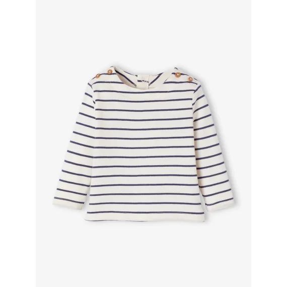 T-shirt rayé manches longues naissance écru