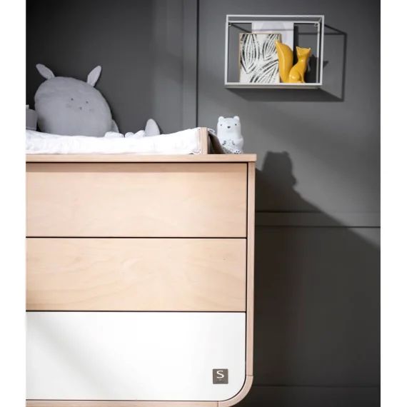 Commode 3 Tiroirs Pieds Métal Marron/blanc
