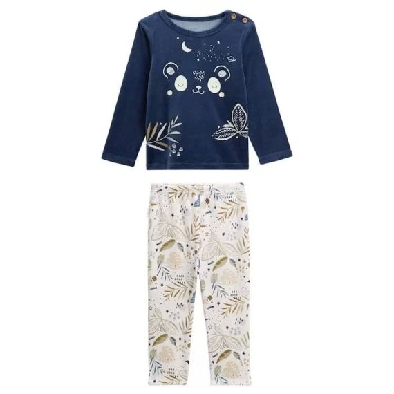 Pyjama bébé 2 pièces en velours Tropic Moon bleu