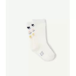 Chaussettes hautes bébé fille blanches avec fleurs –  – Soldes