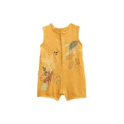 Combishort Bébé En Gaze De Coton Wakae Orange