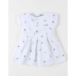 Robe Imprimé Fleuri En Crêpe De Coton Blanc