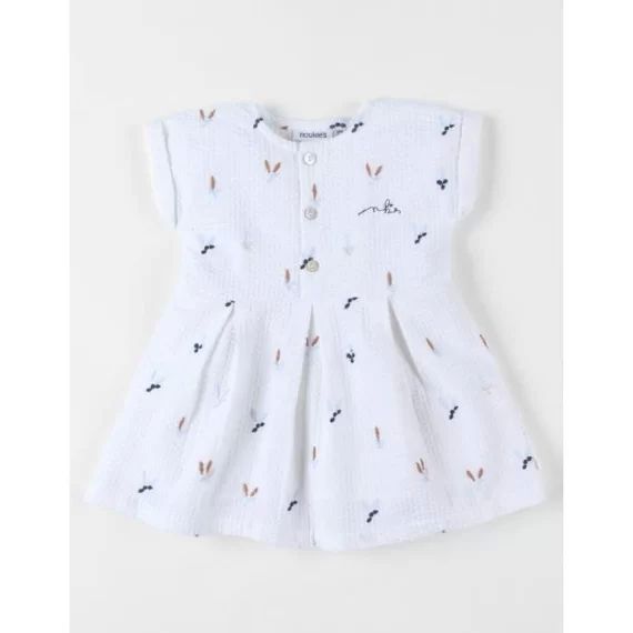 Robe Imprimé Fleuri En Crêpe De Coton Blanc
