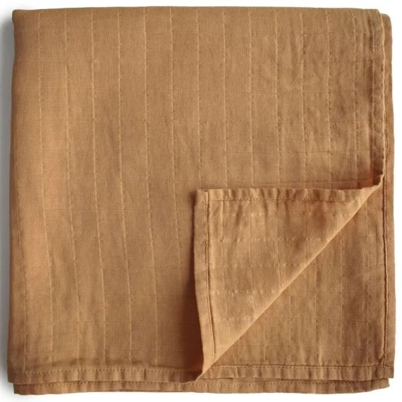 Maxi lange en coton bio Fall yellow (120 x 120 cm)
