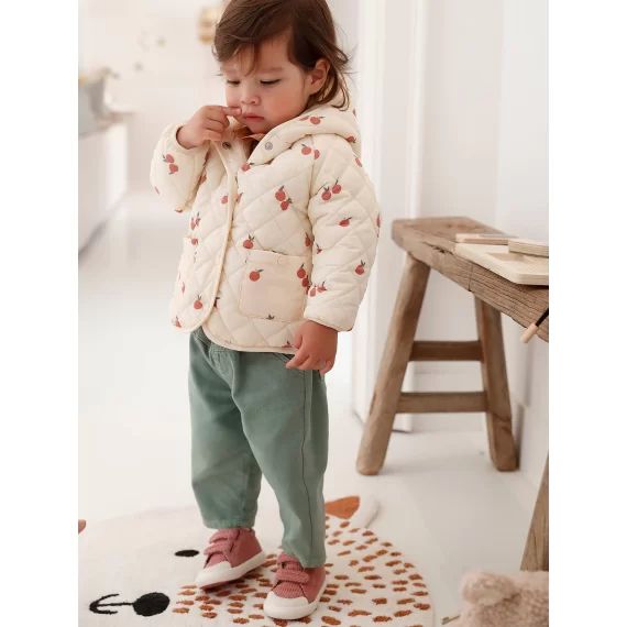 Blouson matelassé bébé avec capuche écru
