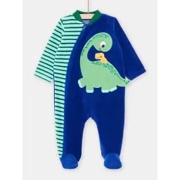 Grenouillère Bleue À Imprimé À Rayures Garçon