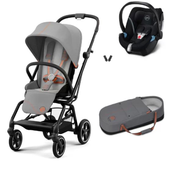 Poussette Cybex Eezy S Twist PLUS 2 – Châssis Black + Cocoon S – Lava Grey + Coque Auto Aton 5 – Deep Black (2022)