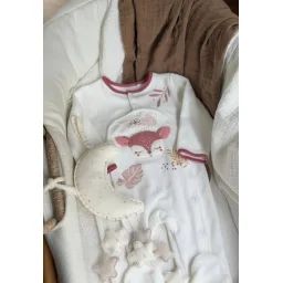 Pyjama Bébé En Velours Ouverture Pont Oona Ecru