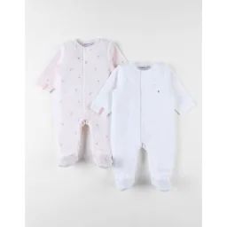 Set De 2 Pyjamas Bébé, Velours Rose