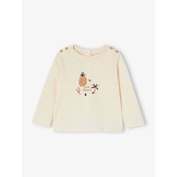T-shirt bébé en coton flammé écru