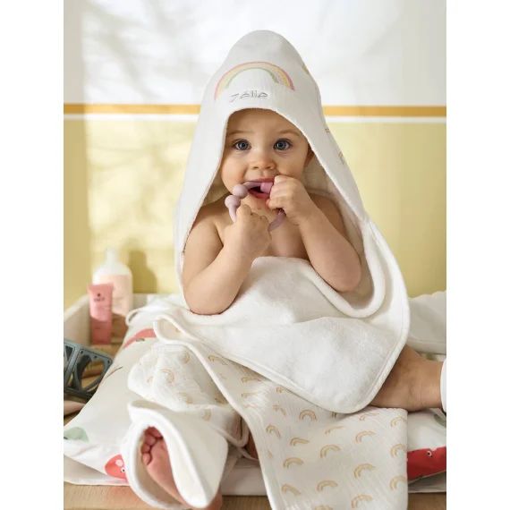 Cape de bain Rainbow personnalisable blanc imprimé