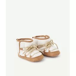 Chaussons style botte camel en fourrure bébé fille