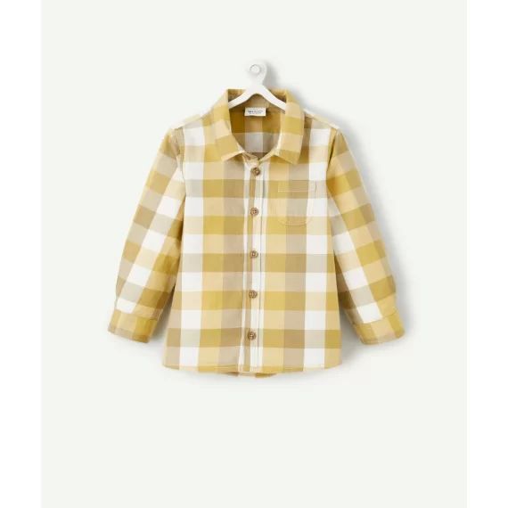 Chemise à carreaux bébé garçon blanc et jaune –  – Soldes