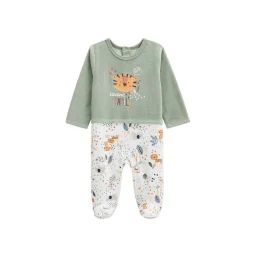 Pyjama Bébé En Velours Savane Family Vert