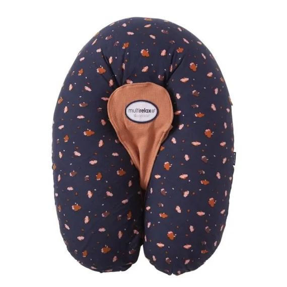 Coussin de maternité et d&rsquo;allaitement Multirelax jersey fleurs/cassonade Fleurs/Cassonade bleu