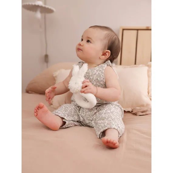 Combinaison bébé naissance brodée en gaze de coton blanc