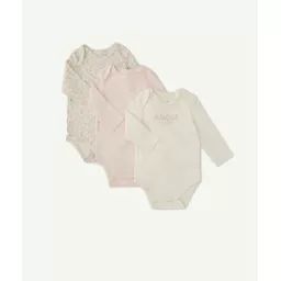 Lot de 3 bodies à manches longues amour en coton bio –  – Soldes