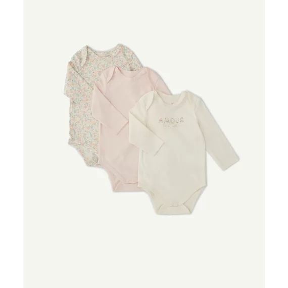 Lot de 3 bodies à manches longues amour en coton bio –  – Soldes