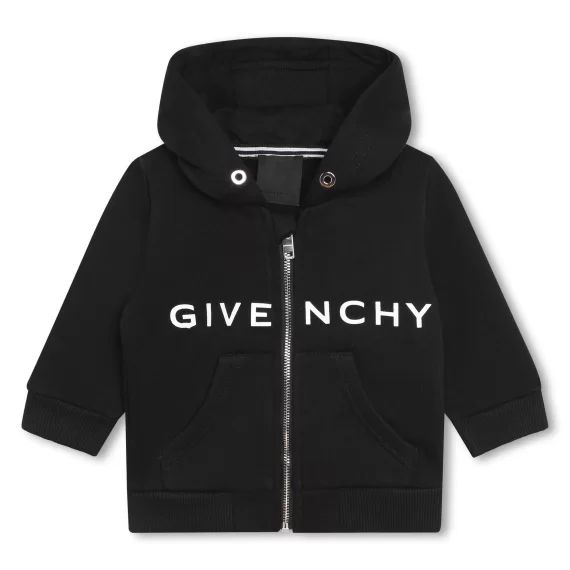 Sweat-shirt molleton à capuche Garçon Noir