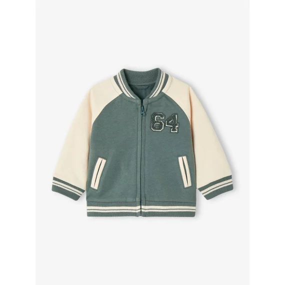 Cardigan style teddy bébé zippé en molleton vert