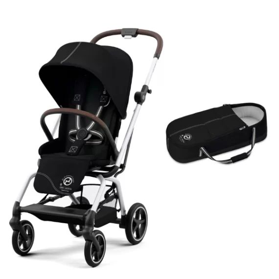 Poussette Cybex Eezy S Twist PLUS 2 – Châssis Silver + Cocoon S – Moon Black (2022)