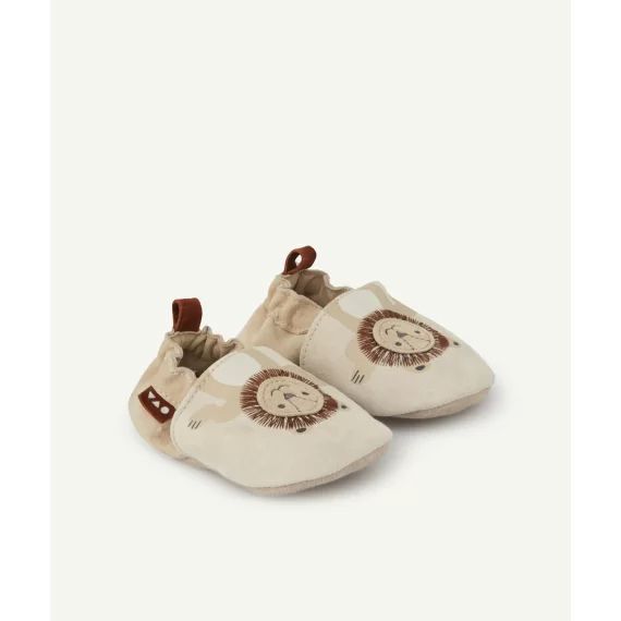 Chaussons en cuir bébé garçon imprimé lion –  – Soldes