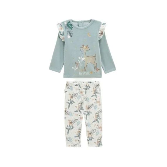 Pyjama Bébé 2 Pièces En Velours Alma Bleu