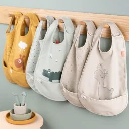 Lot de 2 bavoirs imperméables à velcro Elphee Bleu