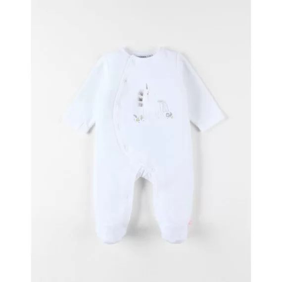 Pyjama 1 Pièce Licorne En Velours Blanc