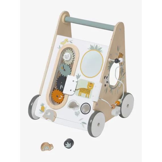 Chariot de marche avec freins HANOÏ en bois FSC® multicolore