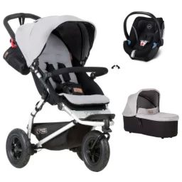 Poussette Mountain Buggy Swift + Nacelle Plus – Silver + Coque Auto Cybex Aton 5 – Deep Black