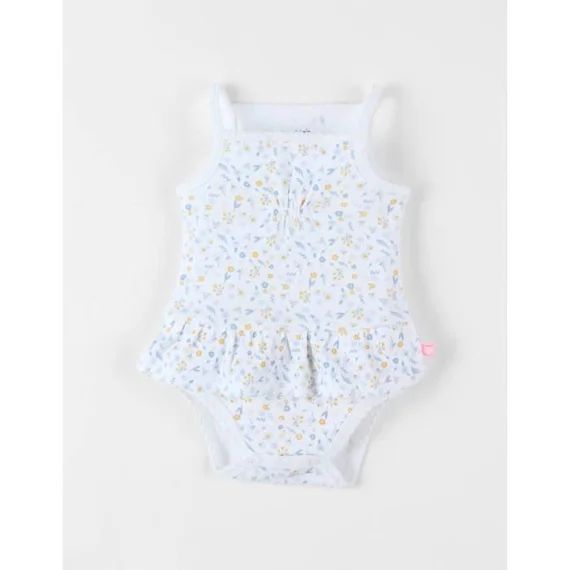 Body Jupette Imprimé Fleuri Sans Manches Éru Blanc