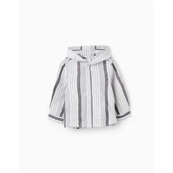 Chemise À Capuche À Rayures En Relief Beige Clair