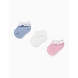 Pack 3 Paires De Chaussettes Courtes Avec Dentelle Multicolore