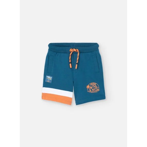 Bermuda En Coton Avec Cordon De Serrage Bleu