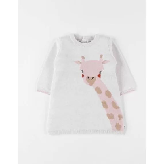 Robe girafe en tricot chiné beige