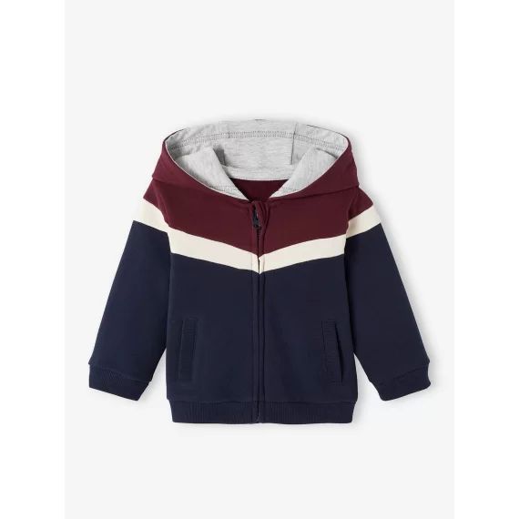Gilet zippé bébé garçon à capuche bordeaux