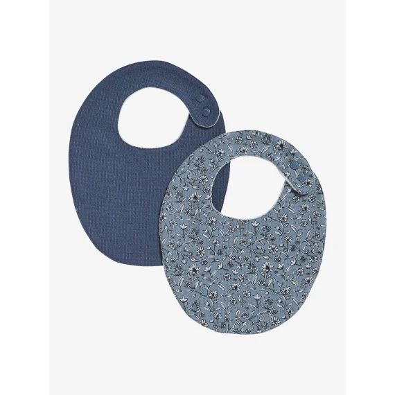 Lot de 2 bavoirs naissance bleu imprimé