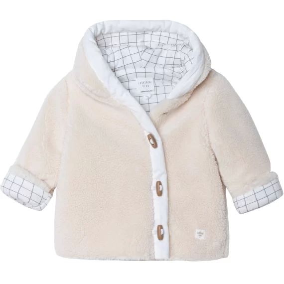 Manteau à capuche en sherpa Garçon Beige