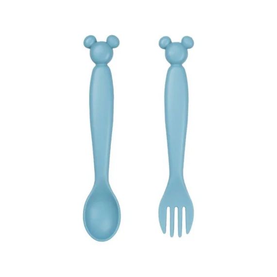 Set De 2 Couverts Silhouette Mickey Bleu