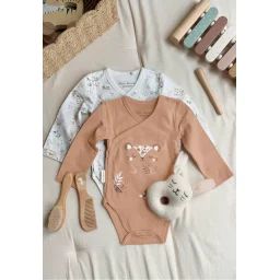Lot De 2 Bodies Bébé Manches Longues Ouverture Croisée Mini Loutre Ecru