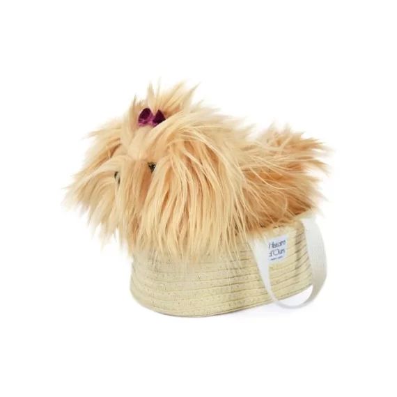 Peluche chien Yorkshire avec panier (30 cm)