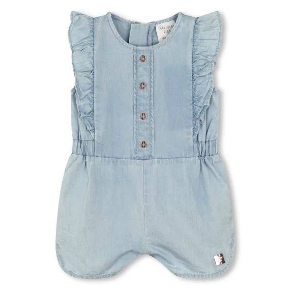 Combinaison courte en coton Fille Bleu