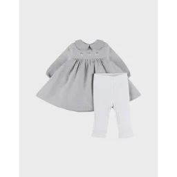 Ensemble Robe Et Legging En Coton Avec Broderie Florale Blanc