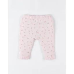 Legging Imprimé Végétal En Tricot Bio Fin, Clair Rose