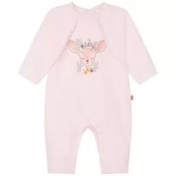 Combinaison volantée velours Fille Rose