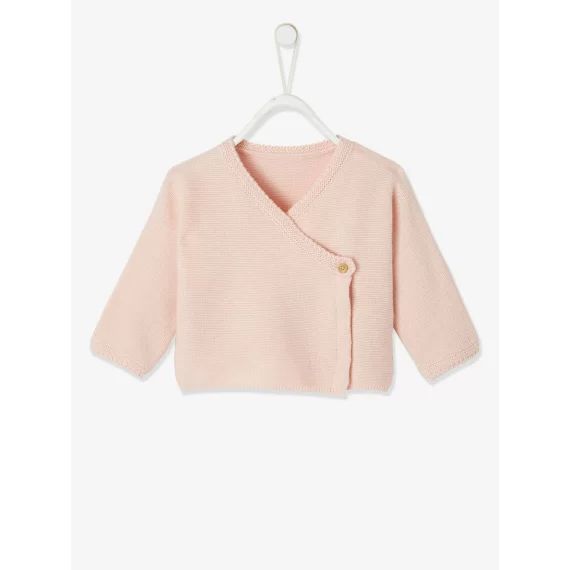Brassière bébé en coton et laine rose saumon clair