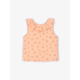 Débardeur imprimé à col volanté bébé abricot poudré