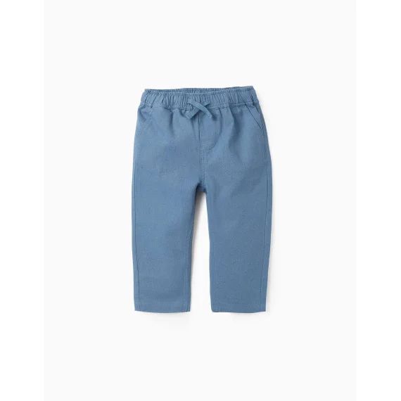 Pantalon En Coton Et Lin Bleu